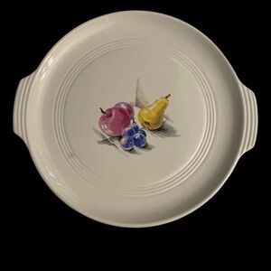 Edwin Knowles Fruits Lugged Cake Plate 11 Inch Utility Ware Mid Century Era